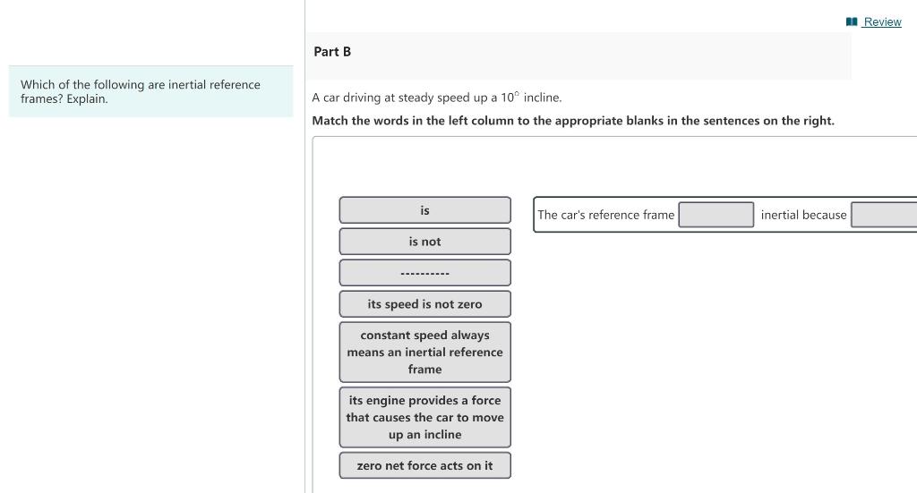 Solved A Review Part A Which of the following are inertial | Chegg.com