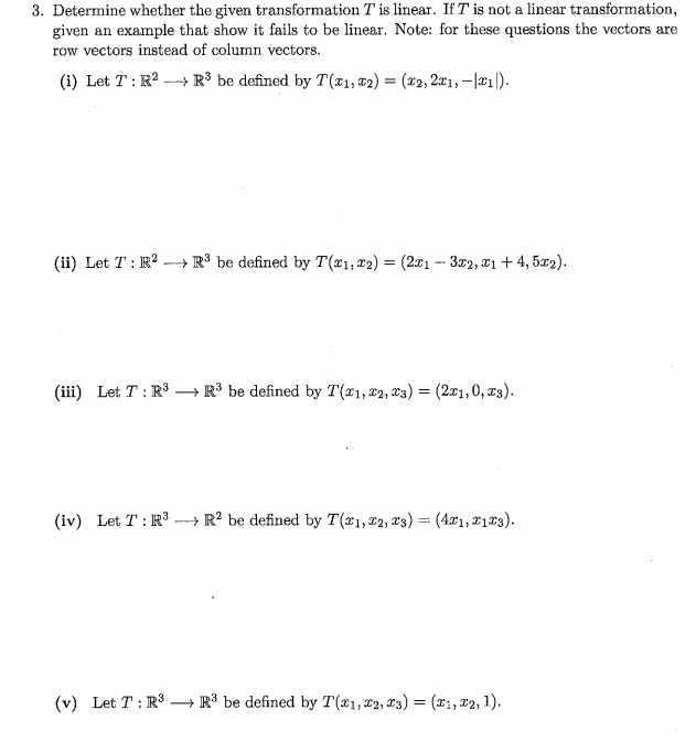 Solved 3. Determine whether the given transformation T is | Chegg.com