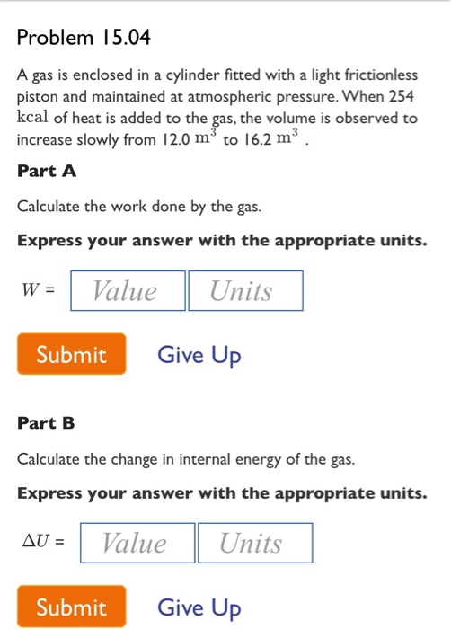 Solved A gas is enclosed in a cylinder fitted with a light | Chegg.com