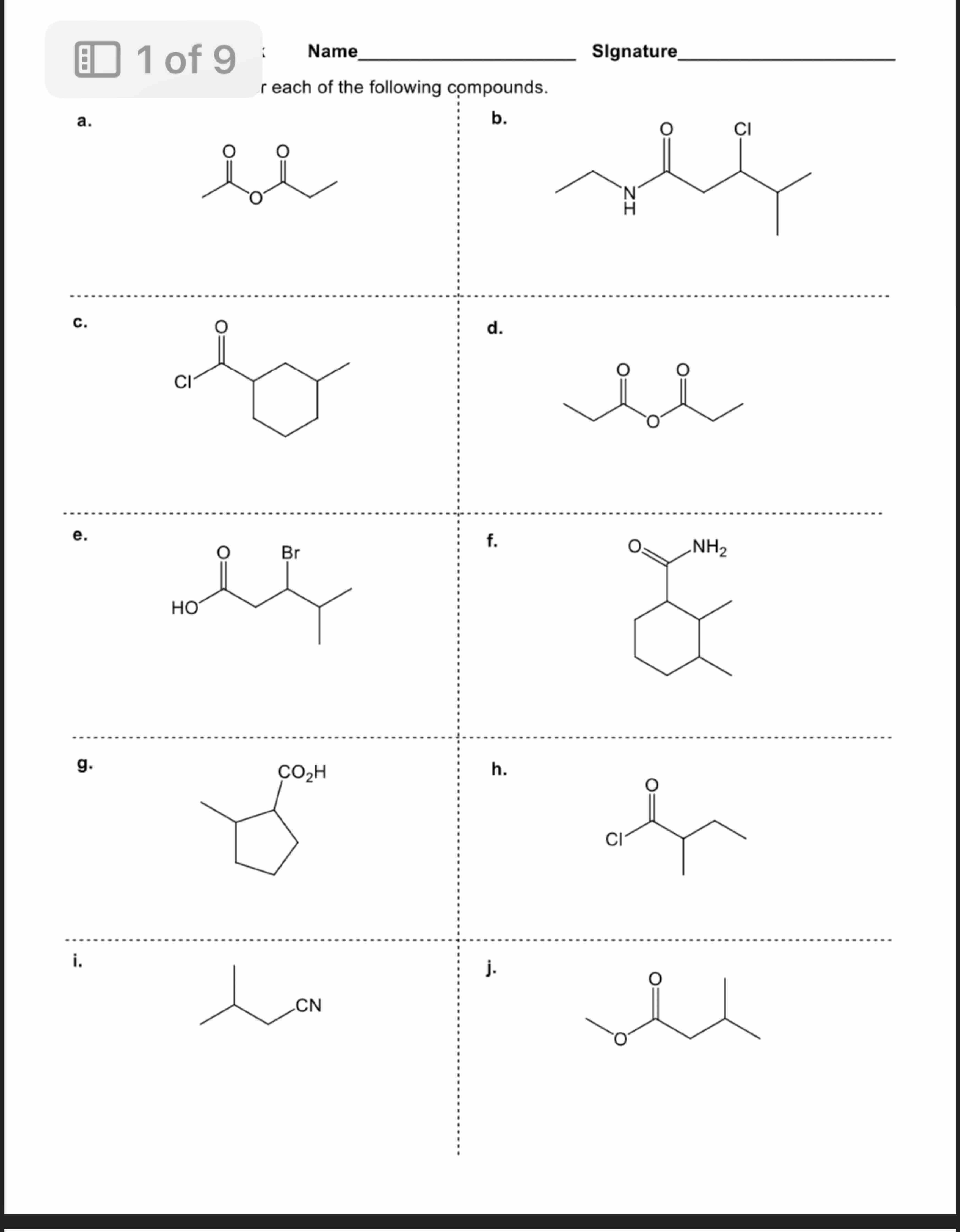 Solved Provide The Name Of Each Of The Following | Chegg.com