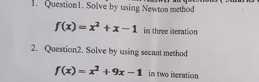 Solved Uswu Yudui Jual 1 Question1 Solve By Using Newton