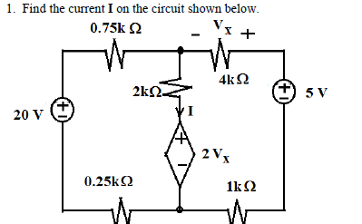 Solved 1. Find the current I on the circuit shown below. | Chegg.com