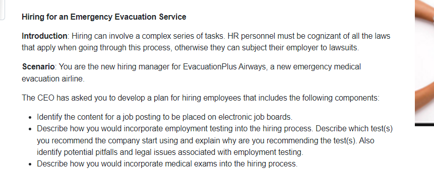 Solved Hiring For An Emergency Evacuation Service | Chegg.com