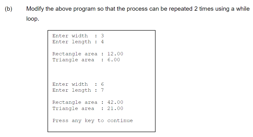 Solved (a) a Create a program to calculate the area of a | Chegg.com