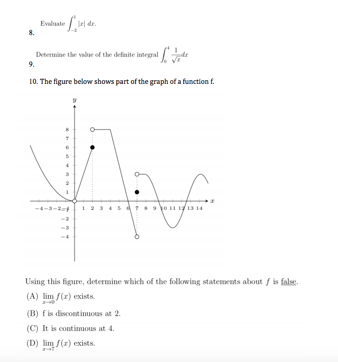 Solved Evaluate Г1.1 dr. 8. Determine the value of the | Chegg.com