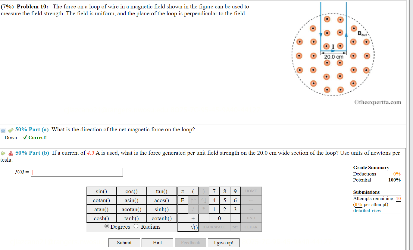 Solved The force on a loop of wire in a magnetic field shown 