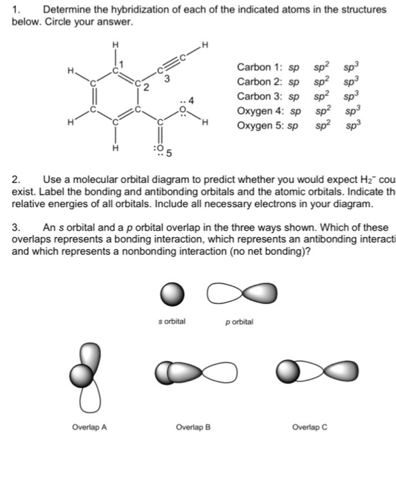 Solved 1 Determine the hybridization of each of the | Chegg.com