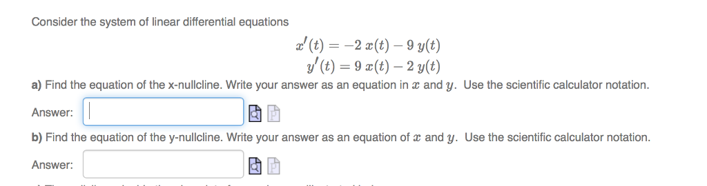 Solved Consider the system of linear differential equations | Chegg.com