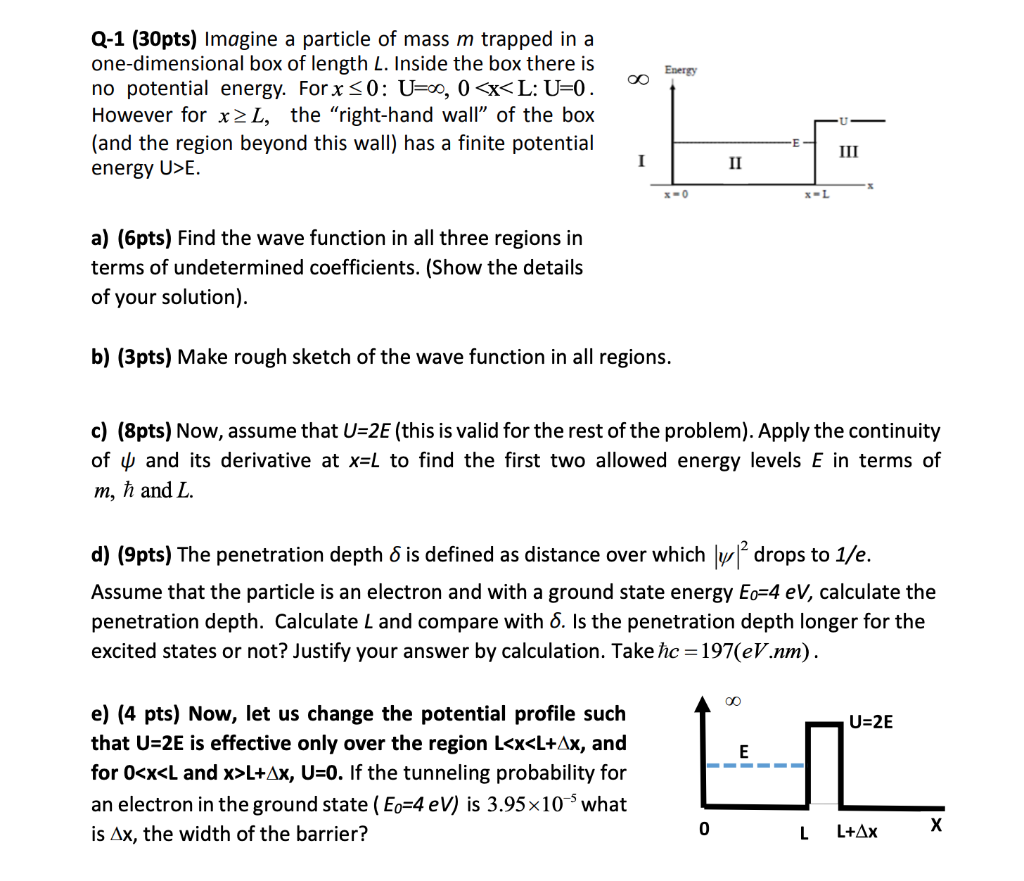 Solved Energy Q 1 30pts Imagine A Particle Of Mass M Tr Chegg Com