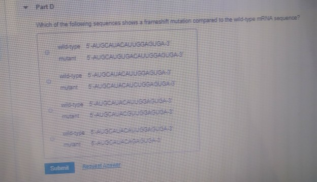 Solved Part D Which of the folowing sequences shows a | Chegg.com