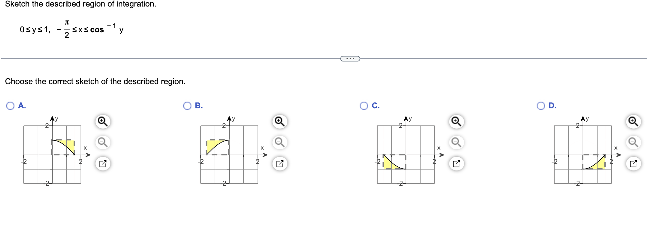 Solved Sketch the described region of integration. | Chegg.com