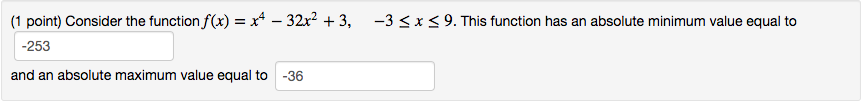 Solved (1 point) Consider the function | Chegg.com