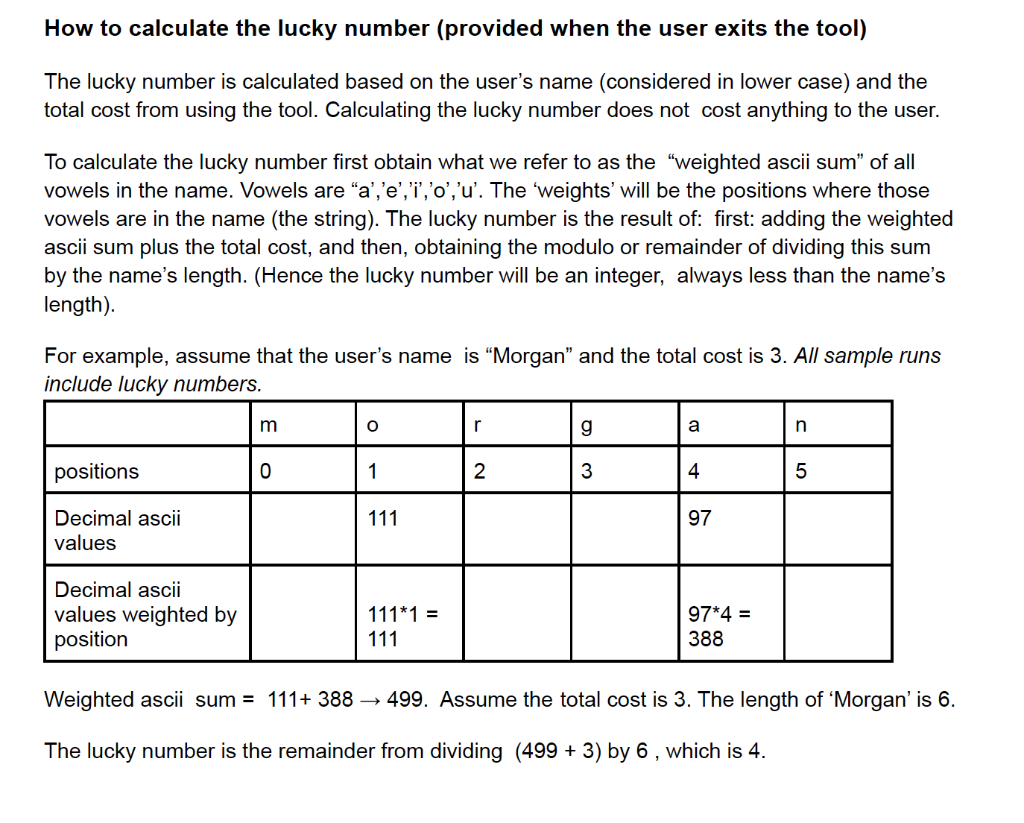 How to calculate the lucky number (provided when the | Chegg.com