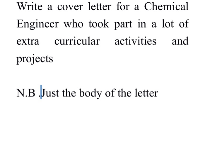 cover letter for a chemical engineer