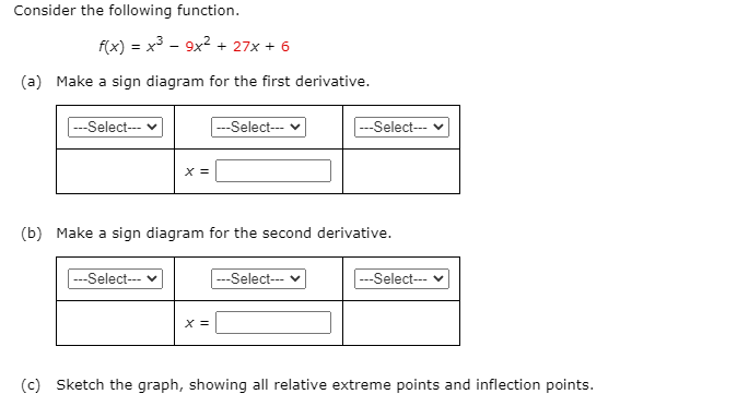 Solved Consider the following function. F(x) = x3 – 9x2 + | Chegg.com