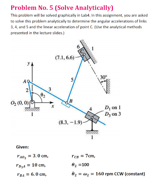 Solved determine the angular accelerations of links 3, 4, | Chegg.com