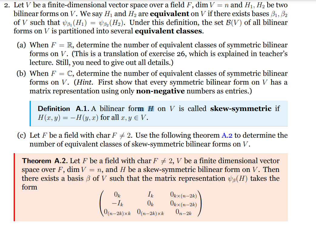 2. Let V Be A Finite-dimensional Vector Space Over A | Chegg.com