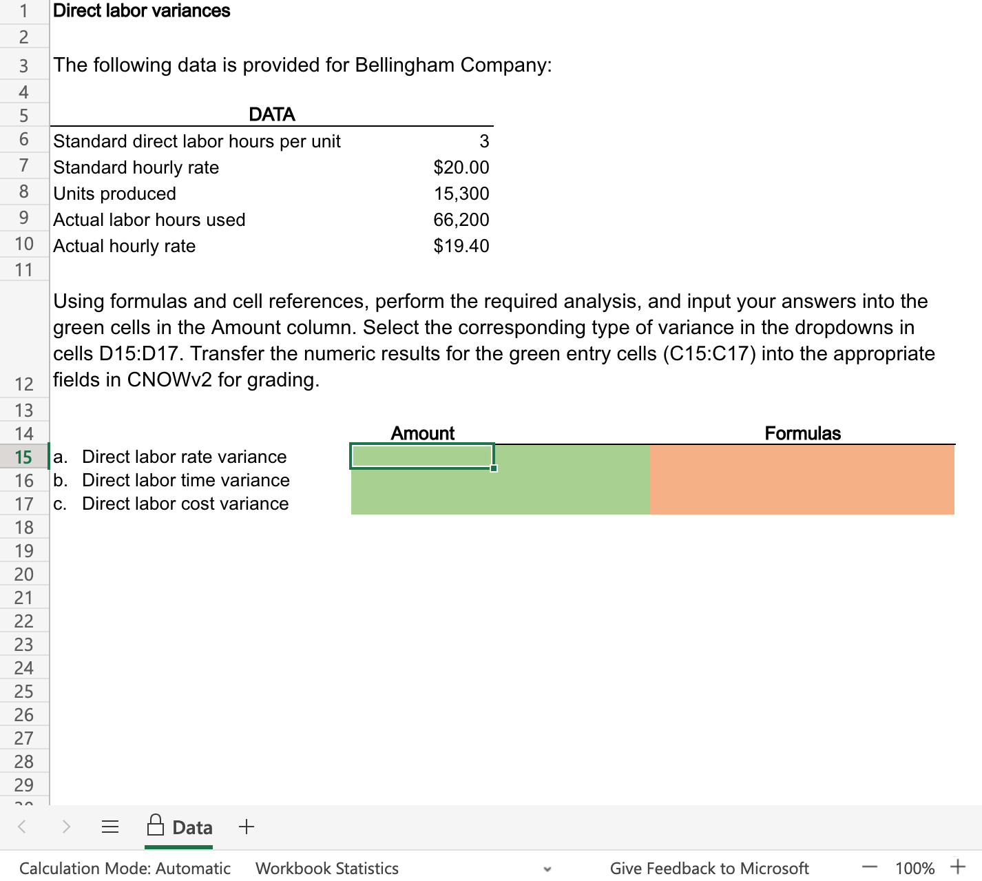 Solved Direct labor variances Bellingham Company produces a | Chegg.com
