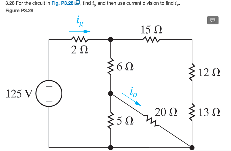 Solved , find i, and then use current division to find io. | Chegg.com