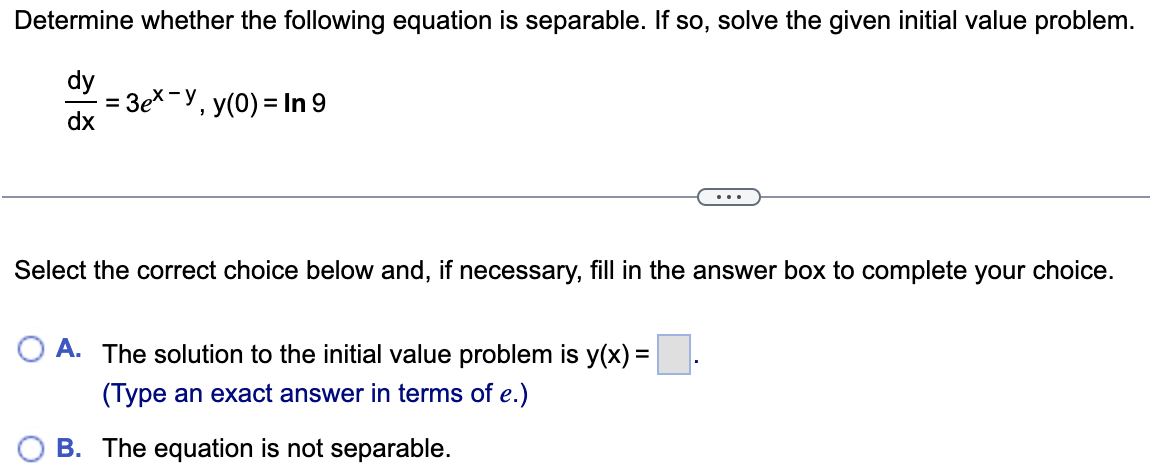 Solved Dxdy 3ex−y Y 0 Ln9 Select The Correct Choice Below