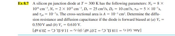 Solved TYU 8.6 A silicon pn junction diode at T = 300 K has | Chegg.com