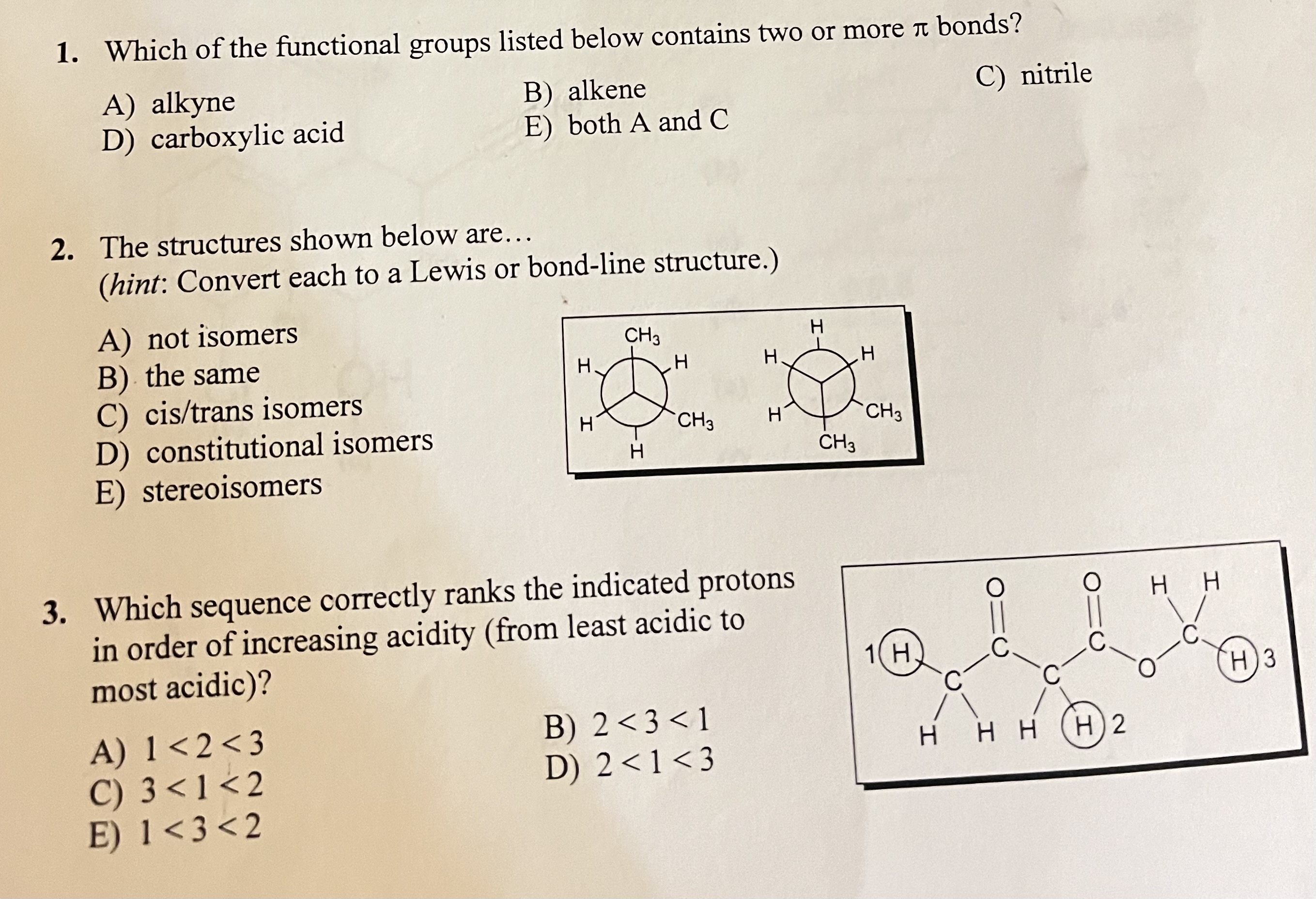 Solved 1. Which of the functional groups listed below