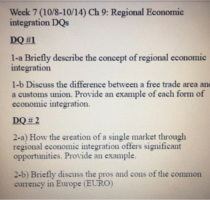 Solved Week 7 (10/8-10/14) Ch 9: Regional Economic | Chegg.com