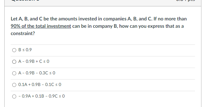 Solved Let A, B, And C Be The Amounts Invested In Companies | Chegg.com