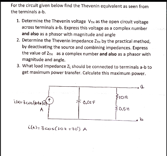 Solved For The Circuit Given Below Find The Thevenin | Chegg.com