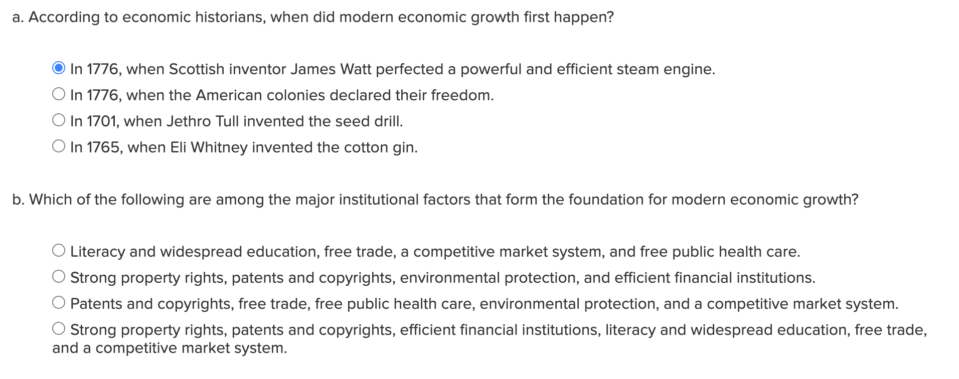 Solved a. Economic growth means a steady standard of living, | Chegg.com