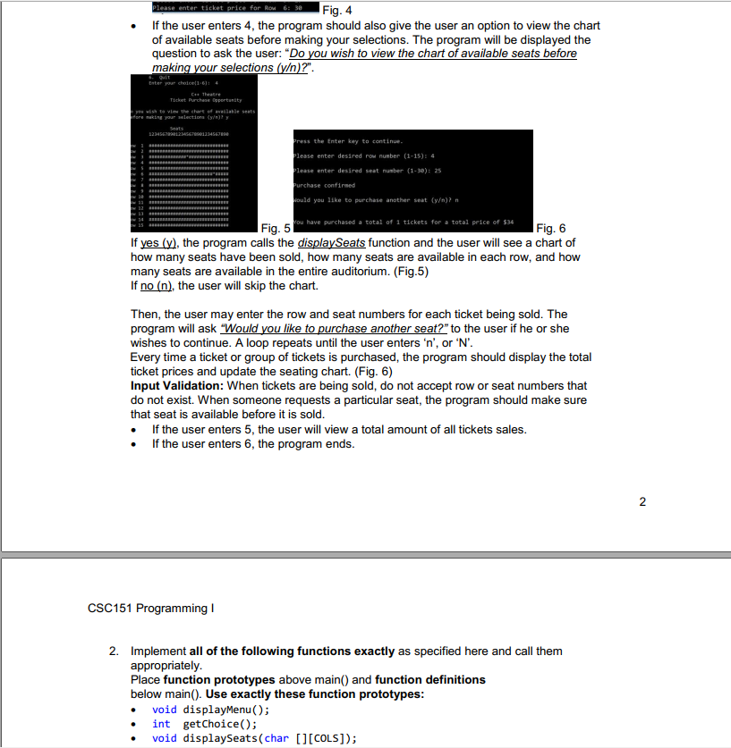 Solved CSC151 ProgrammingI Final Project Specification | Chegg.com