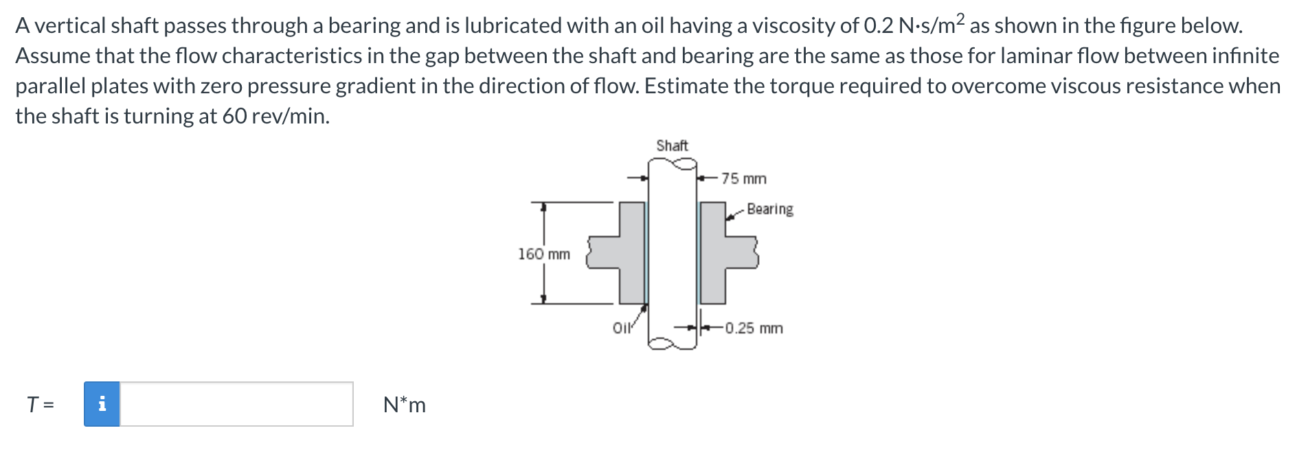 Solved A Vertical Shaft Passes Through A Bearing And Is Chegg Com