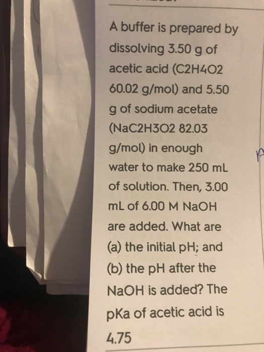 Solved A buffer is prepared by dissolving 3.50 g of acetic | Chegg.com