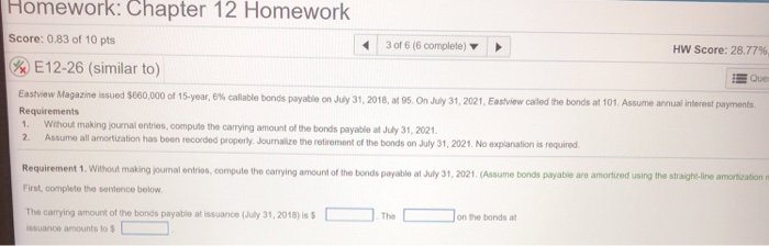 Solved Homework: Chapter 12 Homework Score: 0.83 of 10 pts 3 | Chegg.com