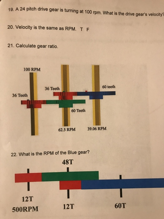 Gear Rpm Math Solved 19. A 24 pitch drive gear is turning at 100 rpm. What | Chegg.com