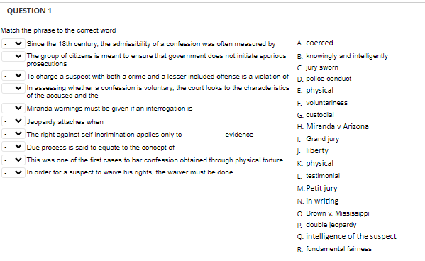 Solved QUESTION 1 Match the phrase to the correct word Since | Chegg.com