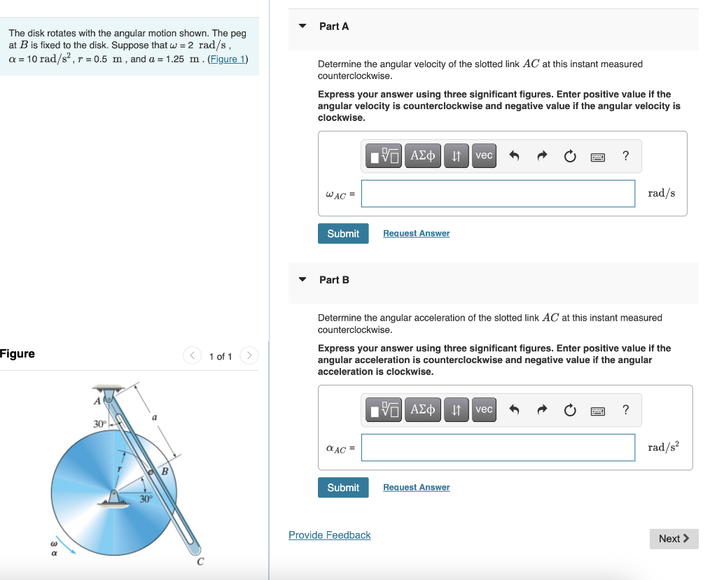 Solved Determine the angular velocity of the slotted link AC | Chegg.com
