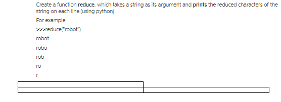 Solved Create a function reduce, which takes a string as its | Chegg.com