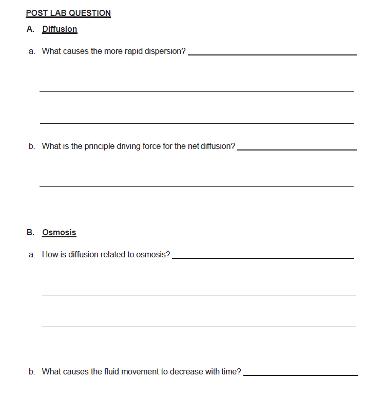 Solved POST LAB QUESTION A. Diffusion a. What causes the | Chegg.com