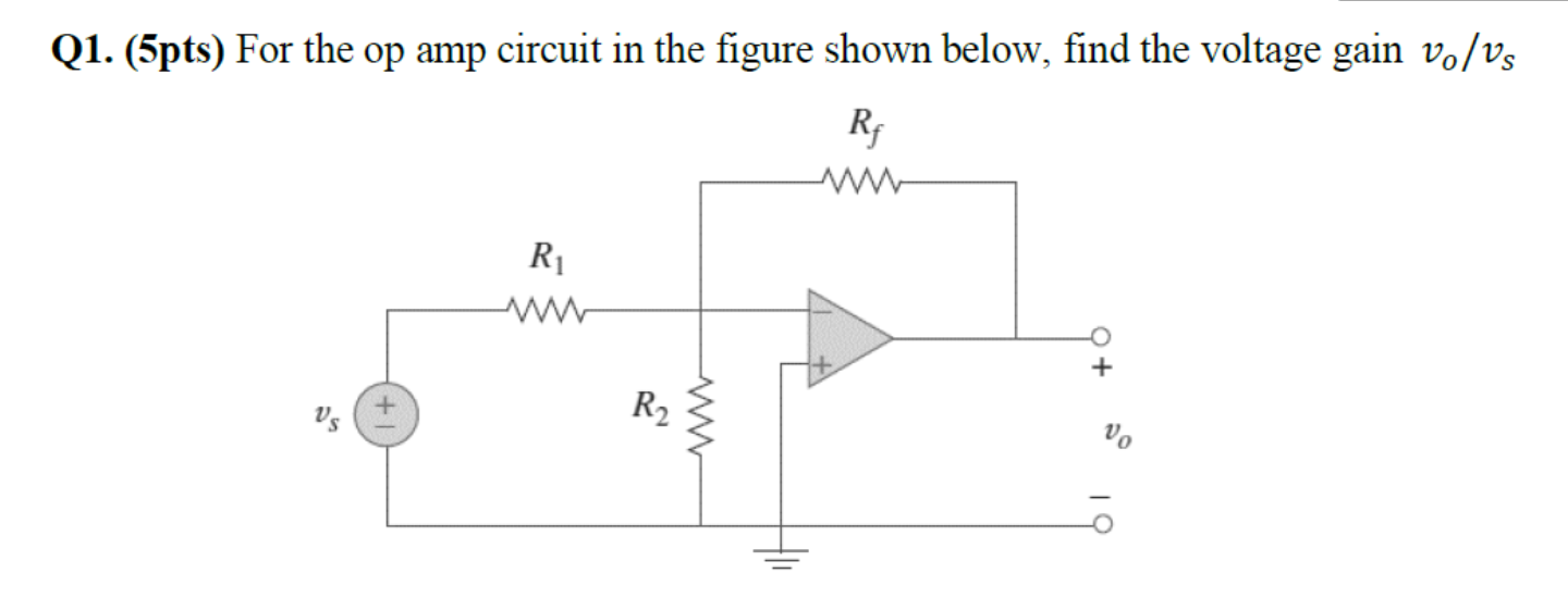 Solved Q1. (5pts) For the op amp circuit in the figure shown | Chegg.com