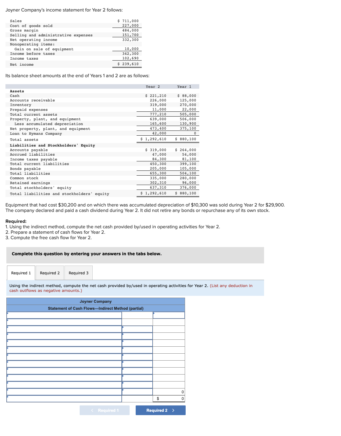 Solved Joyner Company's income statement for Year 2 follows: | Chegg.com