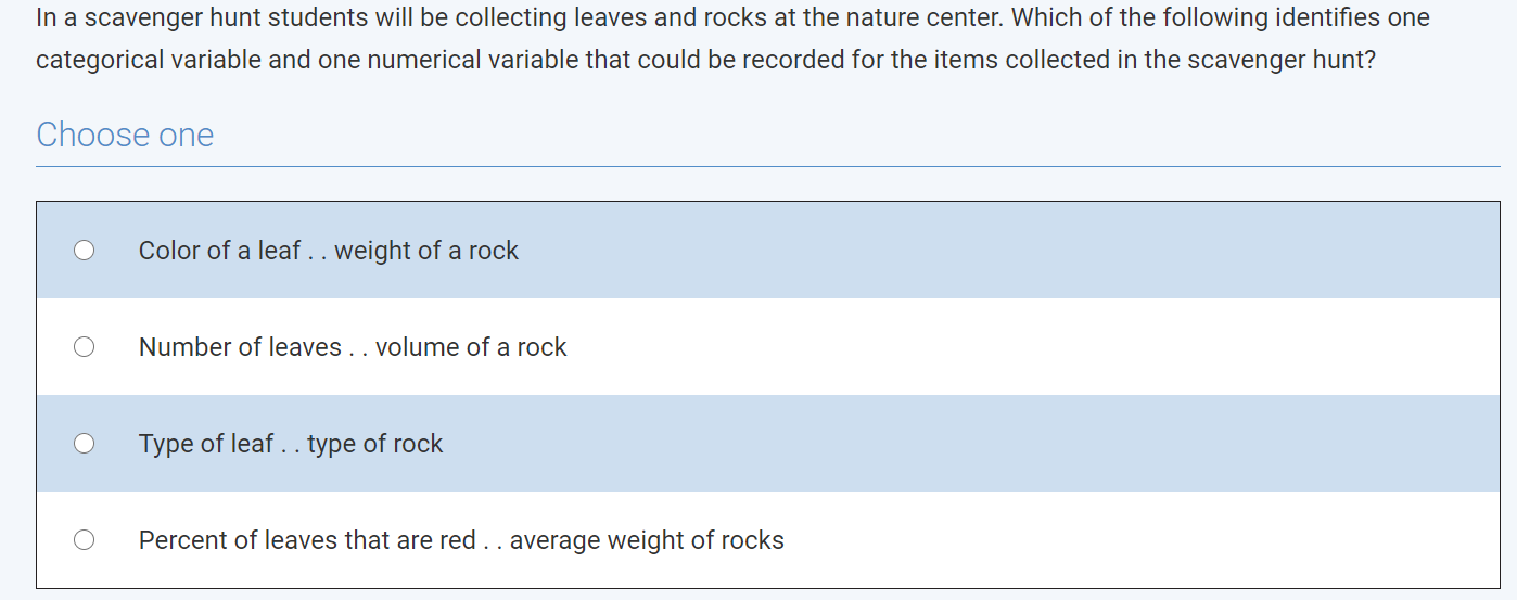 Solved In a scavenger hunt students will be collecting | Chegg.com