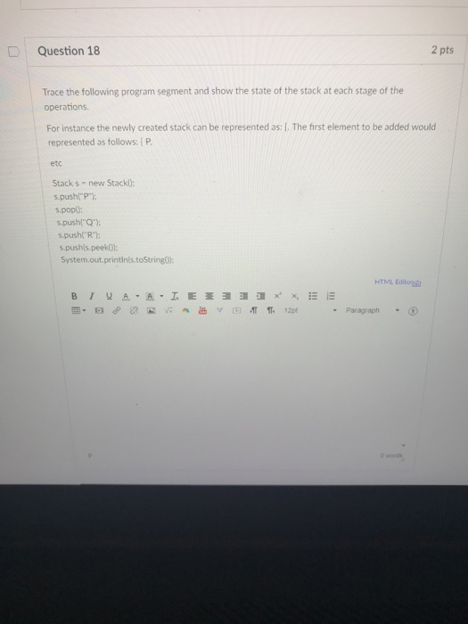 Solved Question 18 2 pts Trace the following program segment | Chegg.com