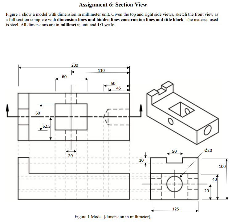 Solved Assignment 4: Six View Drawing 1. Figure 1 show a | Chegg.com