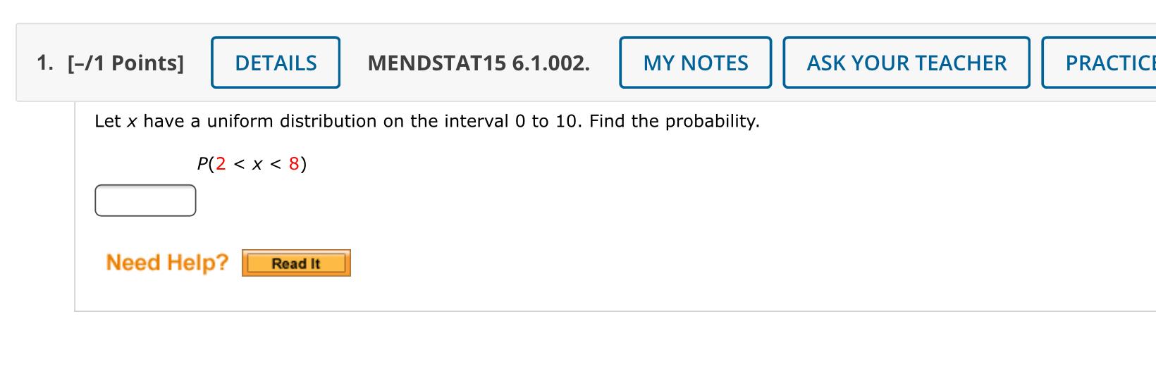 Solved 1 1 Points DETAILS MENDSTAT15 6 1 002 MY NOTES Chegg