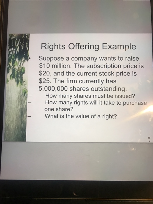 Solved Rights Offering Example .Suppose a company wants to