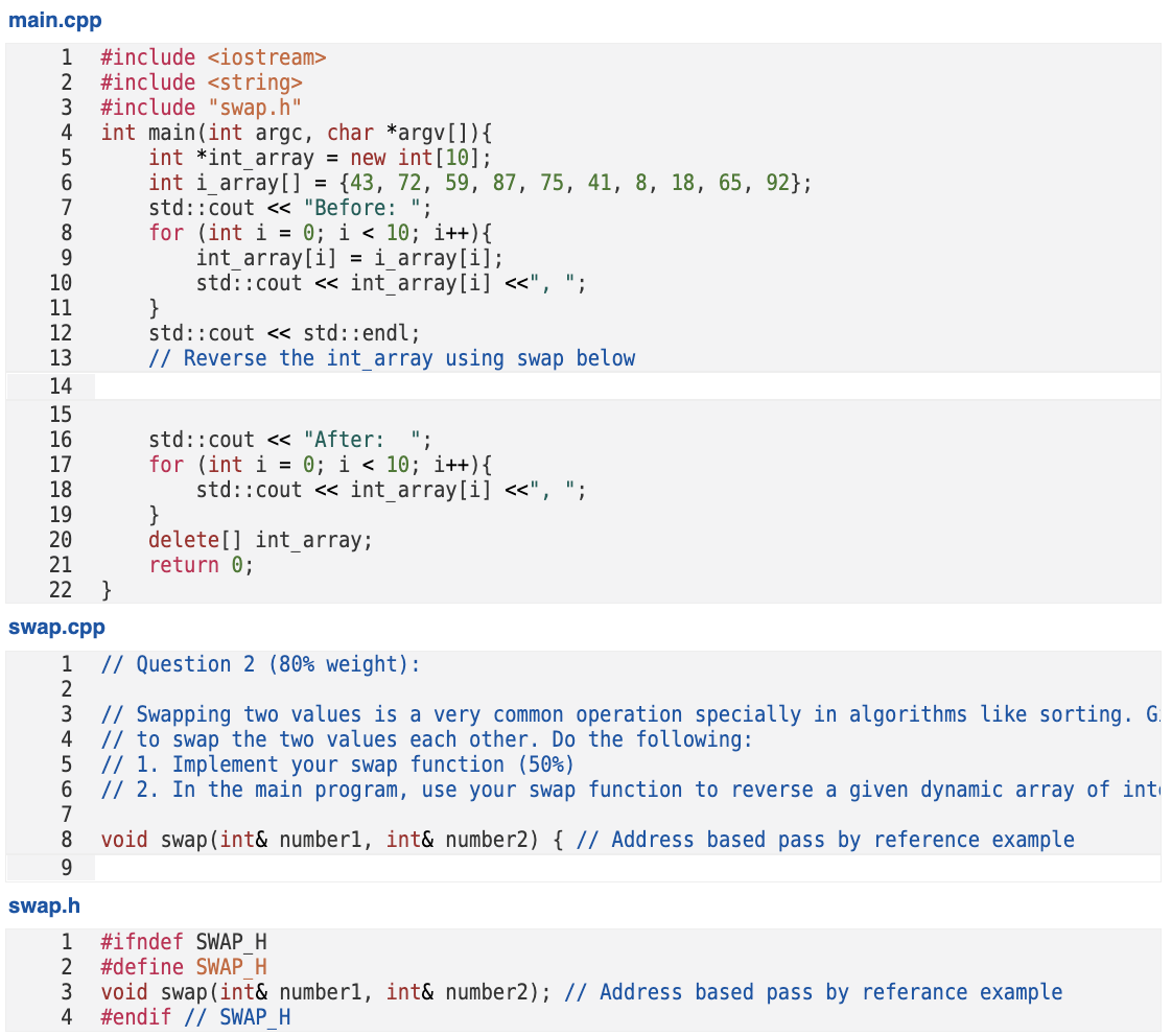 Solved C++ Program Swapping Two Values Is A Very Common 