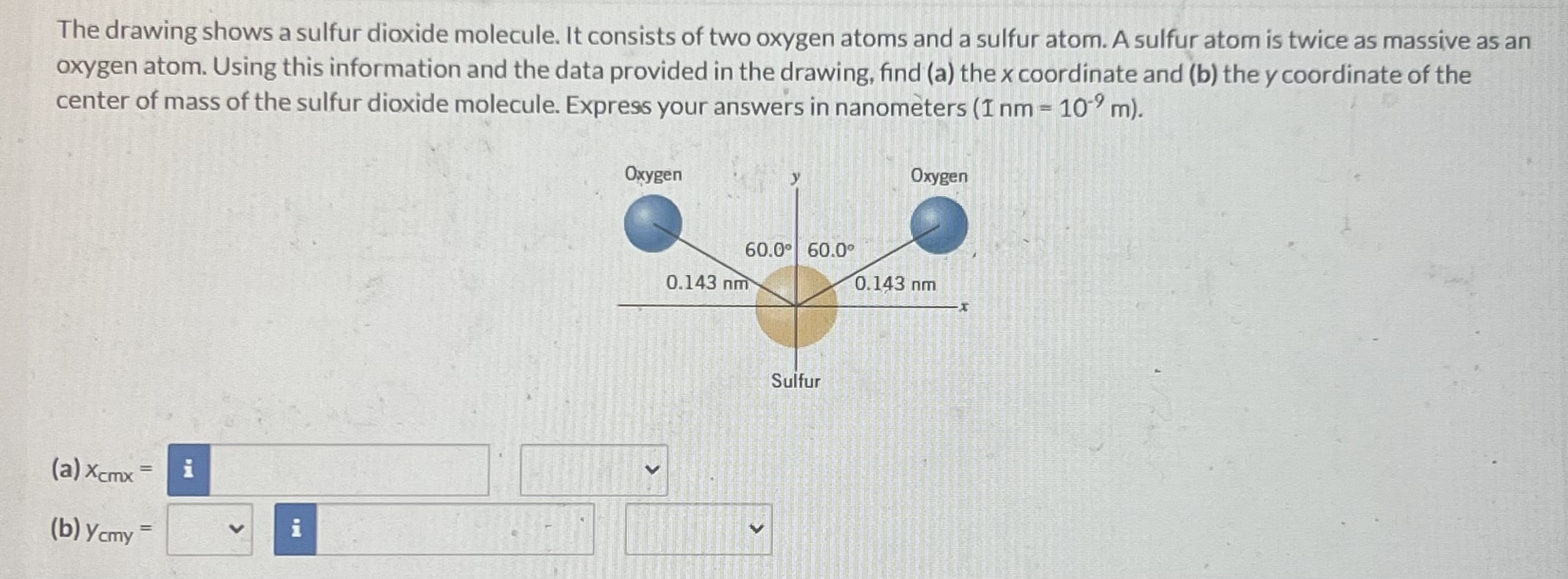 Solved The Drawing Shows A Sulfur Dioxide Molecule It 5090