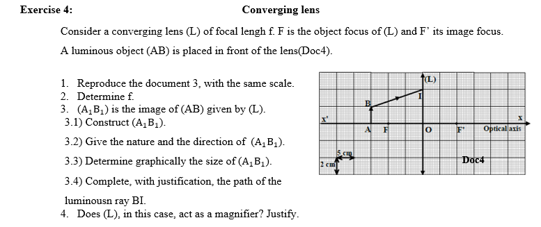 Solved Exercise 4: Converging lens Consider a converging | Chegg.com