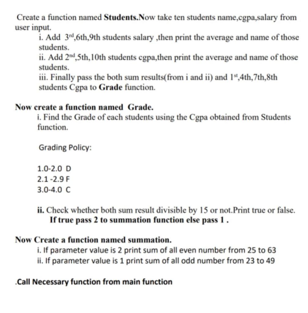 Solved Create a function named Students.Now take ten | Chegg.com